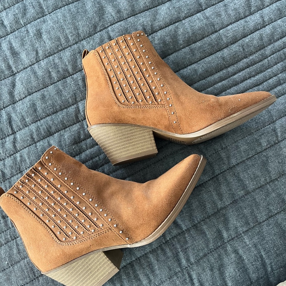 Maurices Tan Studded Ankle Booties